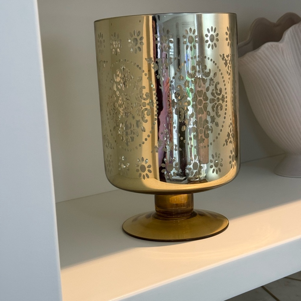 Gold Mercury Glass Candle Holder